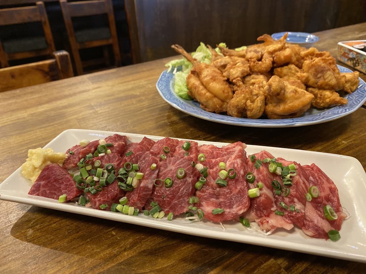 馬刺しとフグの唐揚げ｜和膳料理すし楓｜横浜市鶴見区鶴見中央｜東横INN横浜鶴見駅東口前